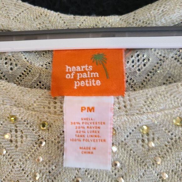 Hearts Of Palm Womens Top Light Tan Size PM Polyester Blend Pullover Sheer - Picture 6 of 12